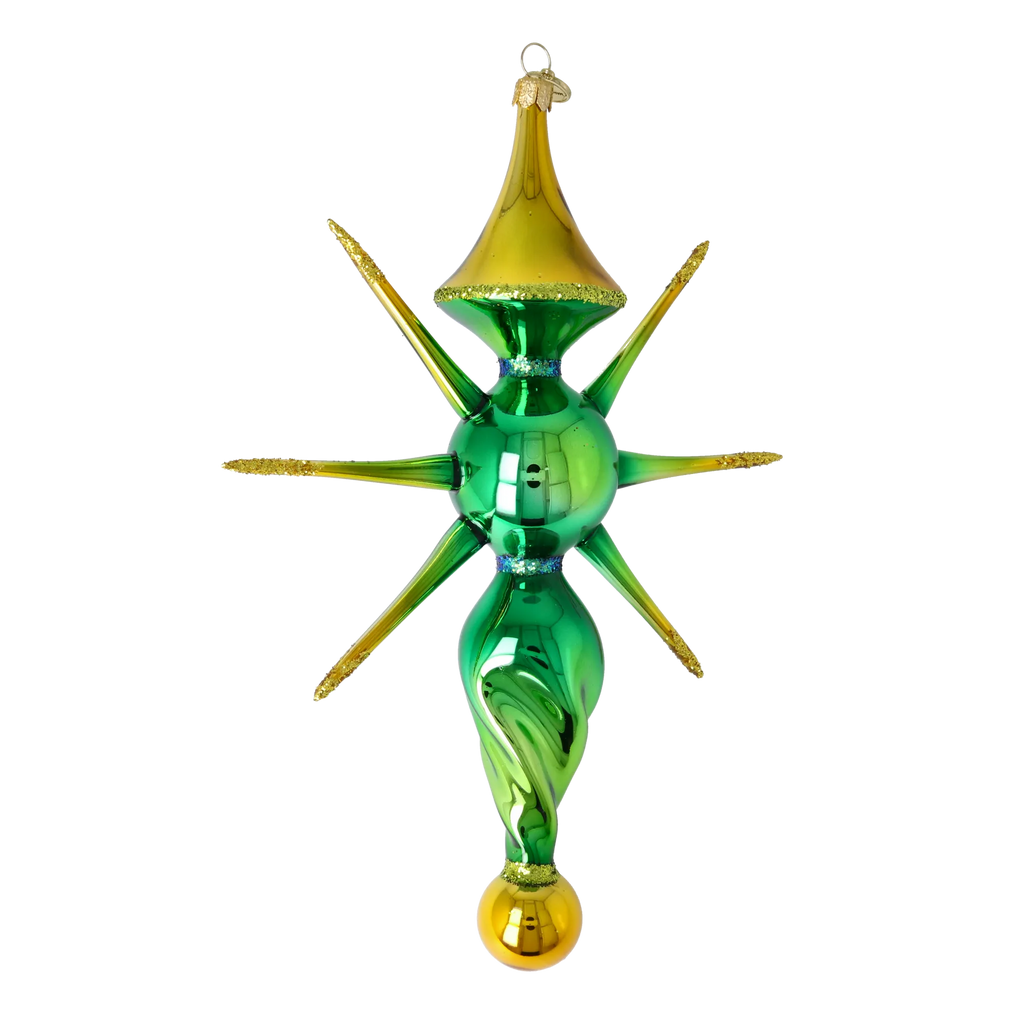 Emerald Solar Meridian | Hand-Painted Glass Ornament | Blubom 2026-091