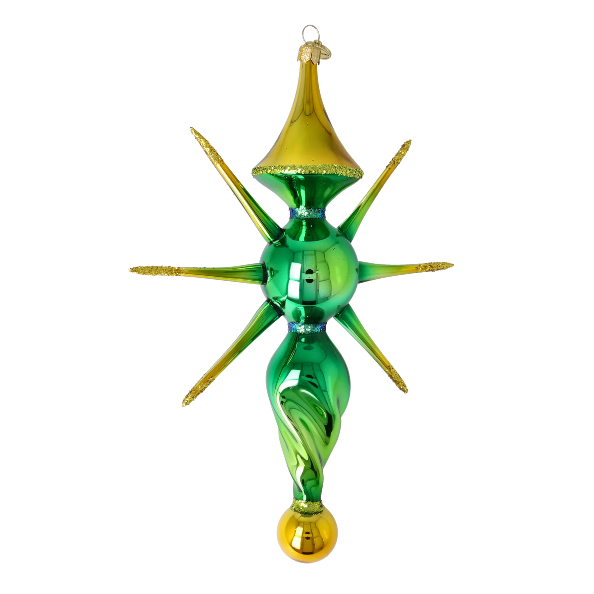 Emerald Solar Meridian | Hand-Painted Glass Ornament | Blubom 2026-091
