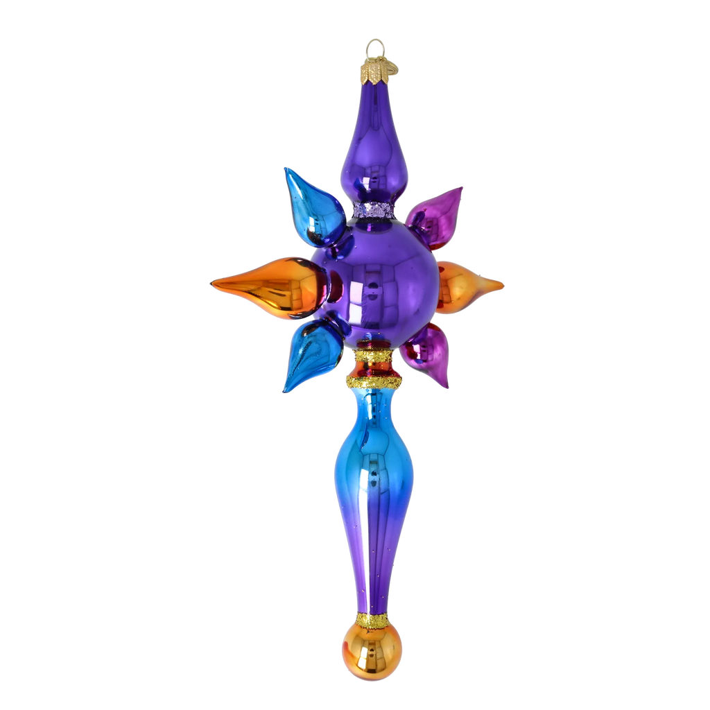 Indigo Zenith Pulse | Hand-Painted Glass Ornament | Blubom 2026-092