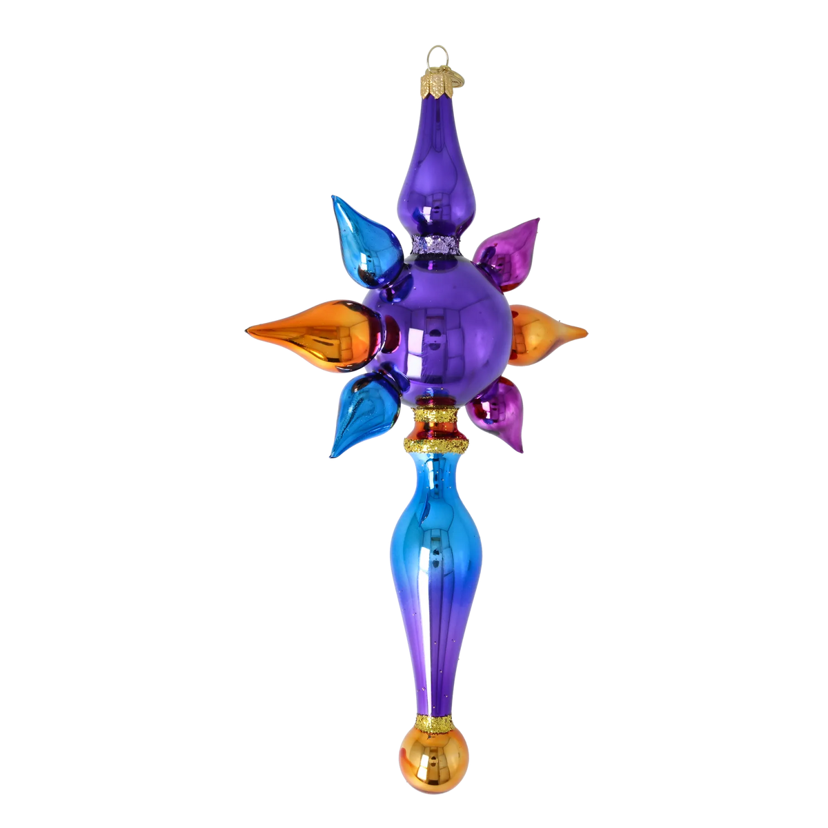 Indigo Zenith Pulse | Hand-Painted Glass Ornament | Blubom 2026-092