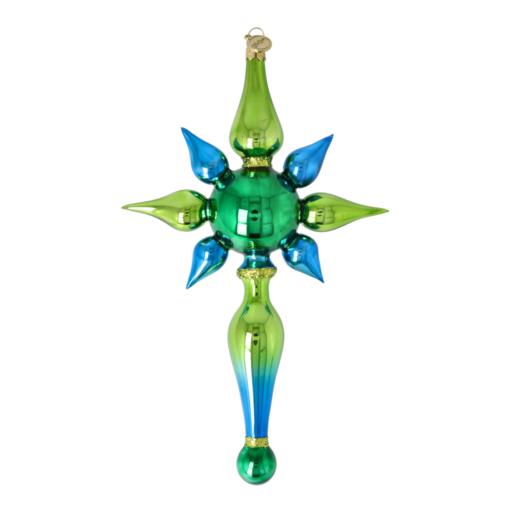 Viridian Zenith Echo | Hand-Painted Glass Ornament | Blubom 2026-095