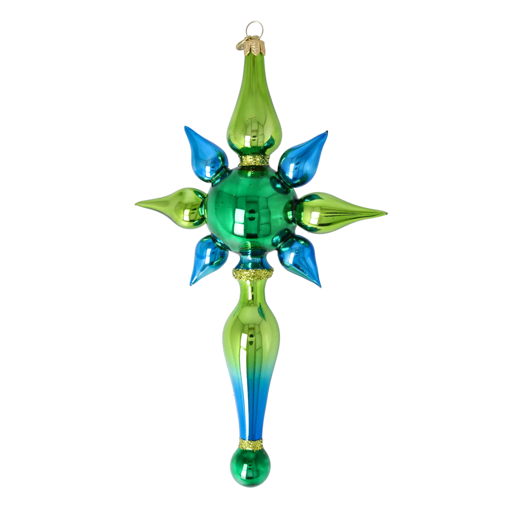 Viridian Zenith Echo | Hand-Painted Glass Ornament | Blubom 2026-095