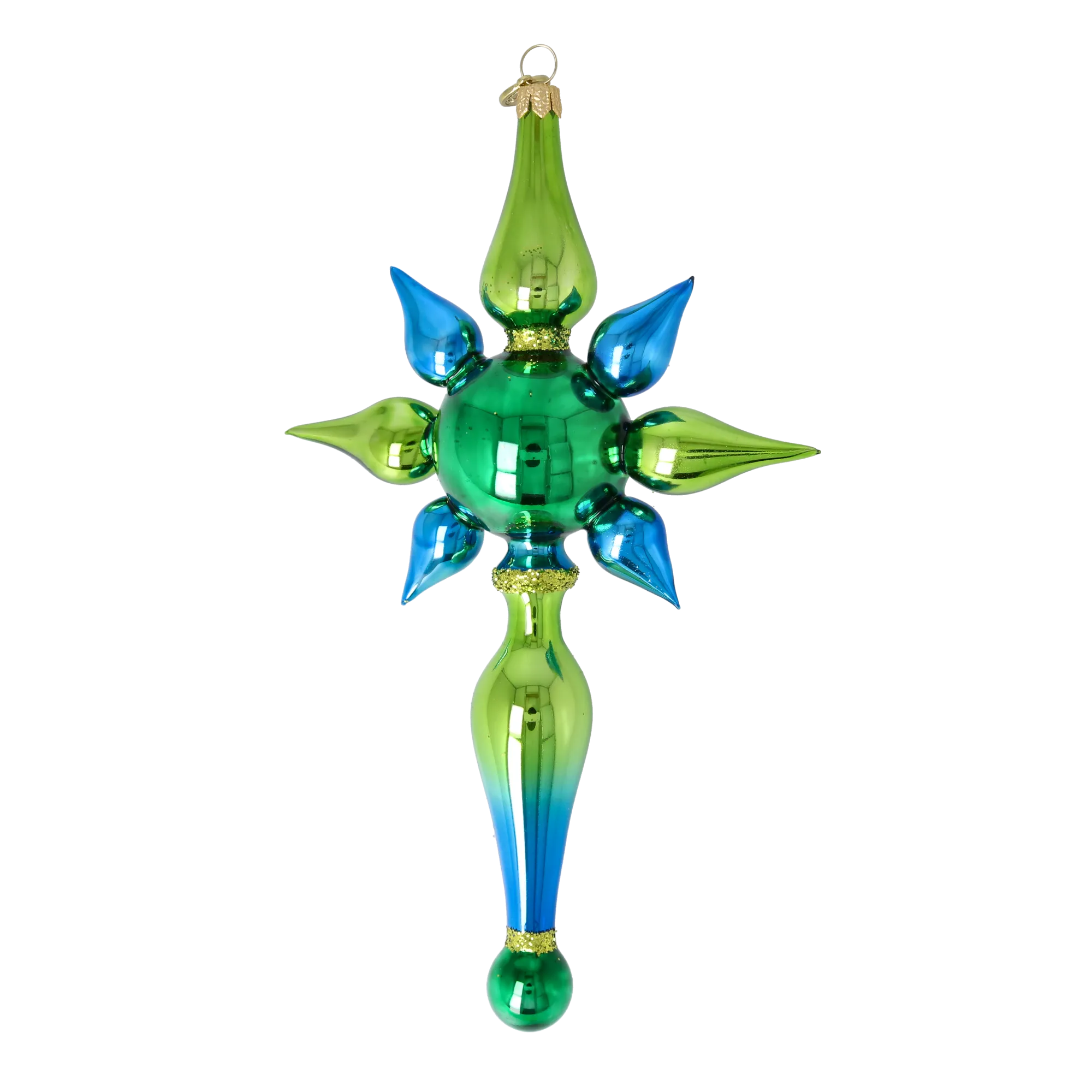 Viridian Zenith Echo | Hand-Painted Glass Ornament | Blubom 2026-095