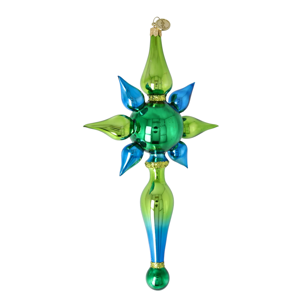 Viridian Zenith Echo | Hand-Painted Glass Ornament | Blubom 2026-095
