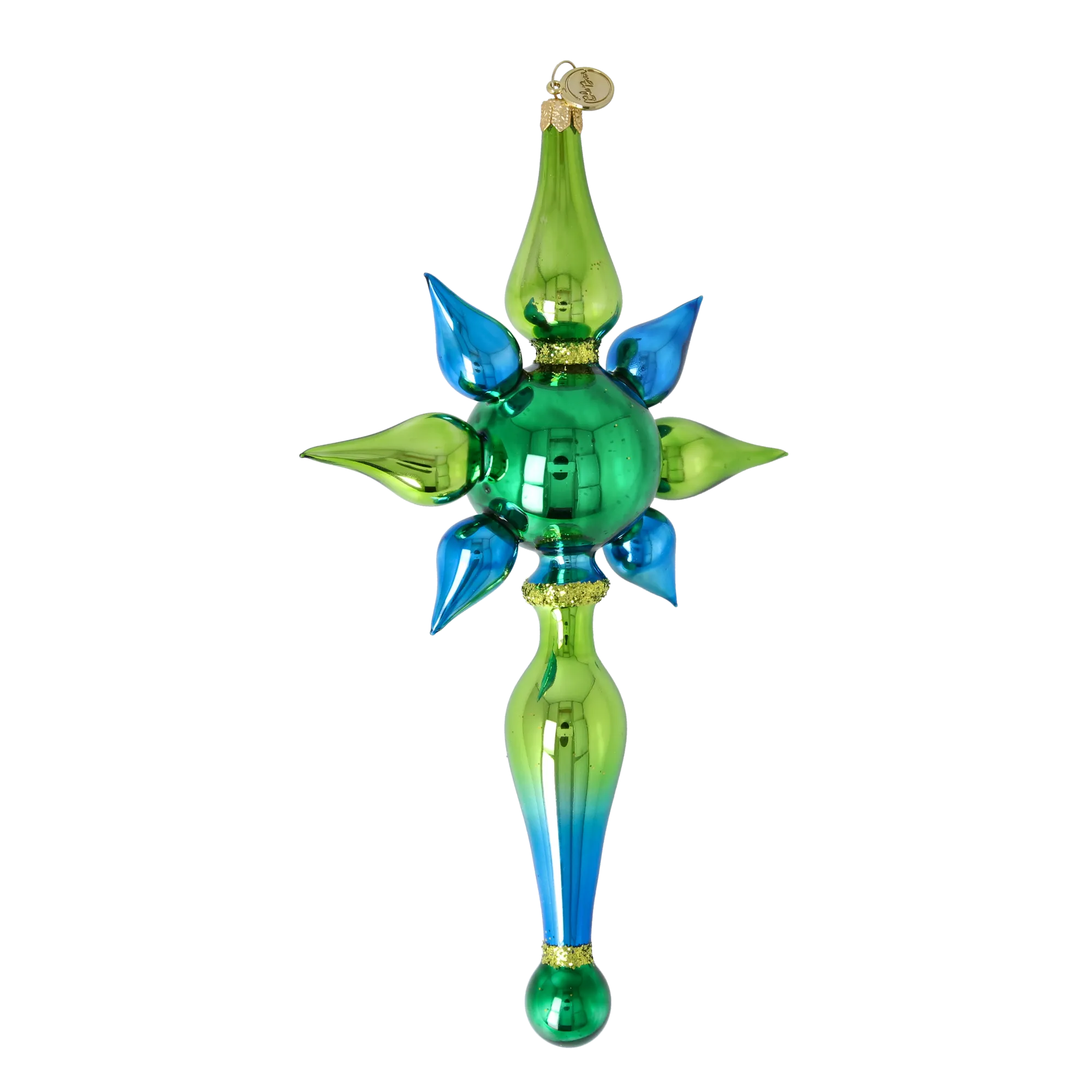 Viridian Zenith Echo | Hand-Painted Glass Ornament | Blubom 2026-095