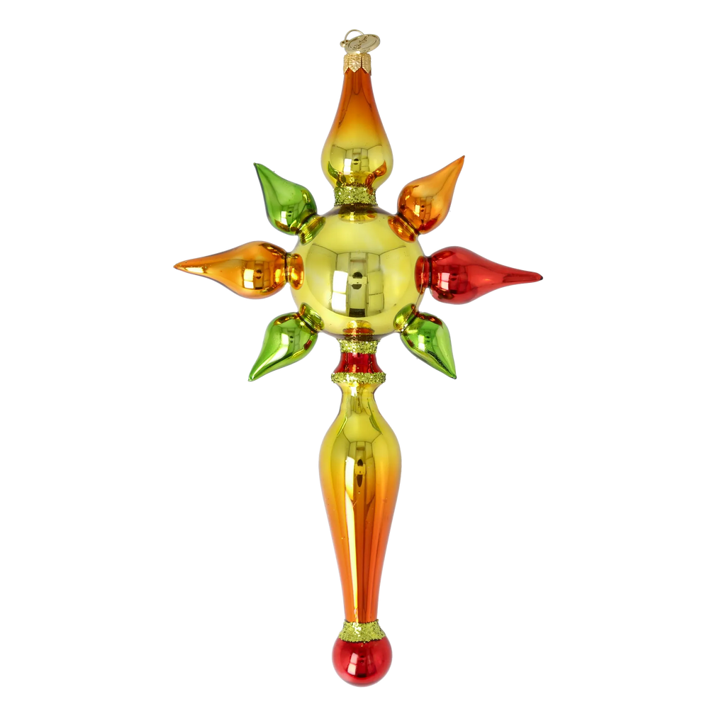 Amber Solstice Zenith | Hand-Painted Glass Ornament | Blubom 2026-096
