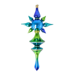 Boreal Azure Pulse | Hand-Painted Glass Ornament | Blubom 2026-099
