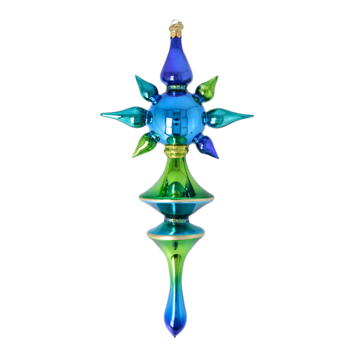 Boreal Azure Pulse | Hand-Painted Glass Ornament | Blubom 2026-099