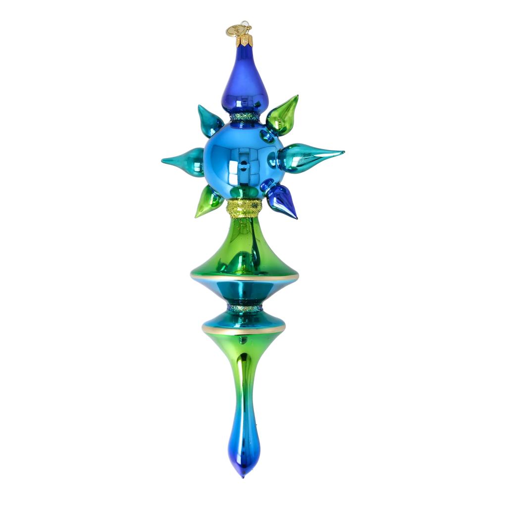 Boreal Azure Pulse | Hand-Painted Glass Ornament | Blubom 2026-099