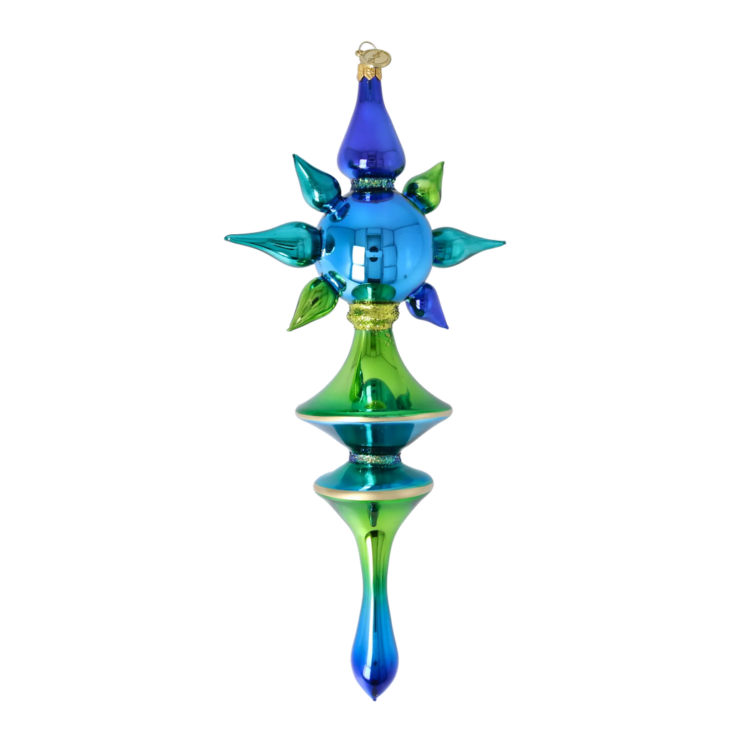 Boreal Azure Pulse | Hand-Painted Glass Ornament | Blubom 2026-099