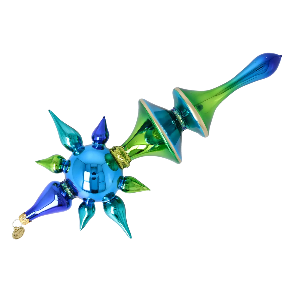 Boreal Azure Pulse | Hand-Painted Glass Ornament | Blubom 2026-099