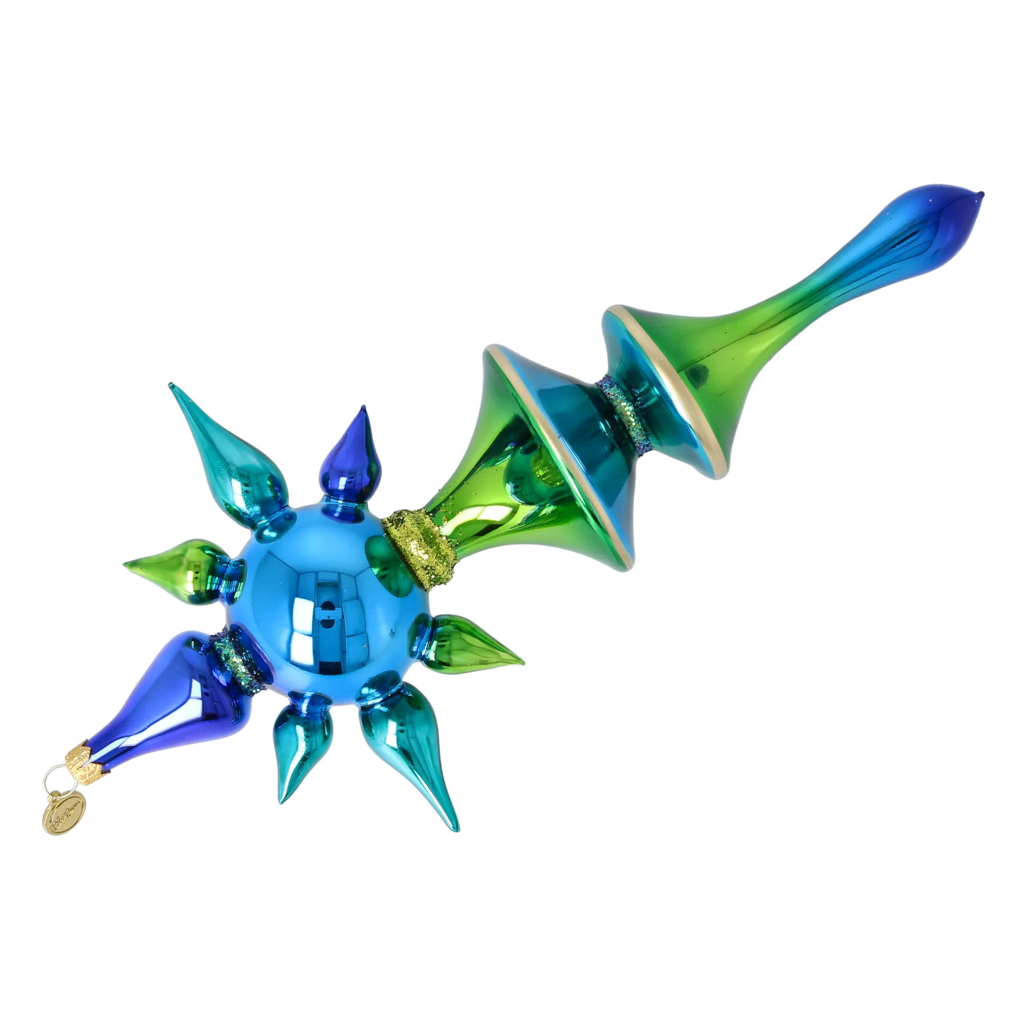 Boreal Azure Pulse | Hand-Painted Glass Ornament | Blubom 2026-099