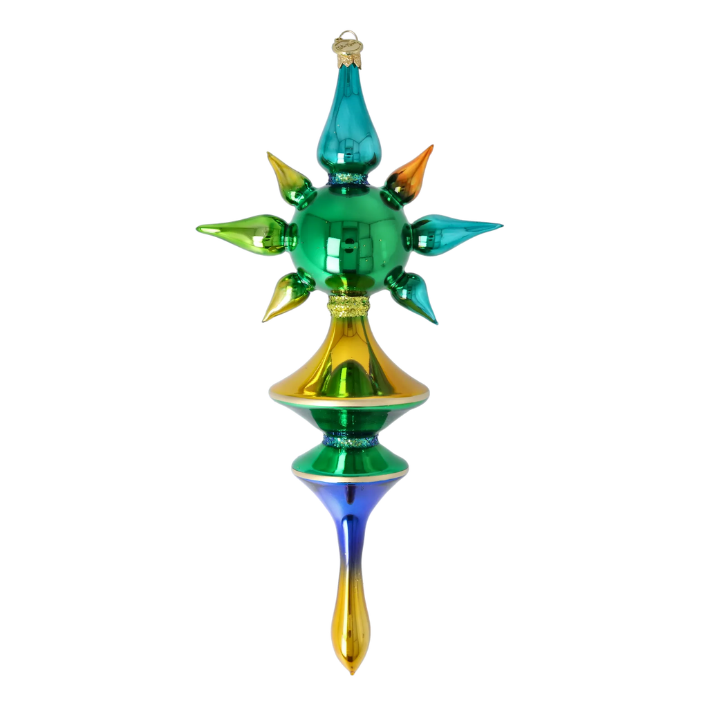 Emerald Meridian Pulse | Hand-Painted Glass Ornament | Blubom 2026-101