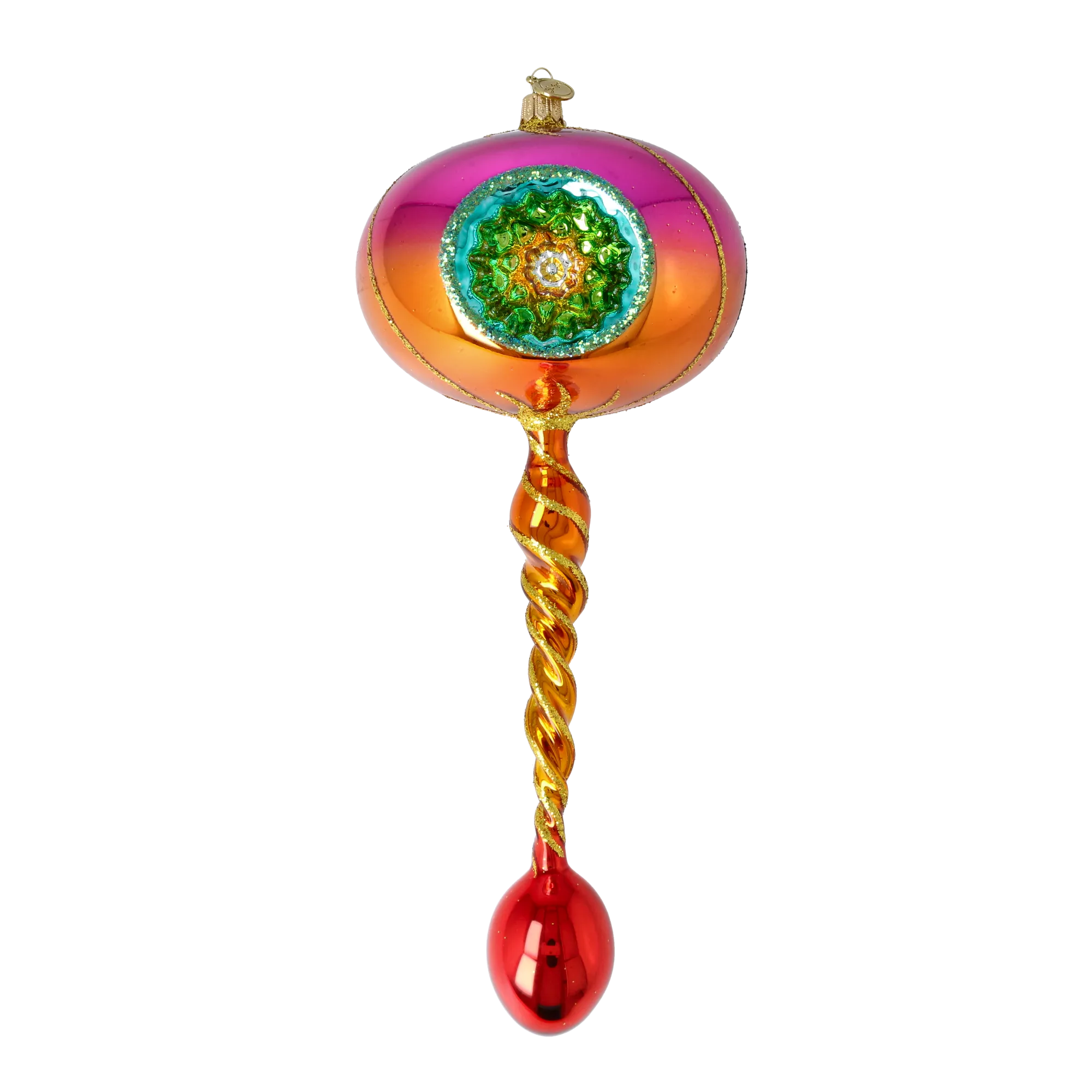 Amber Solstice Rhythm | Hand-Painted Glass Ornament | Blubom 2026-104