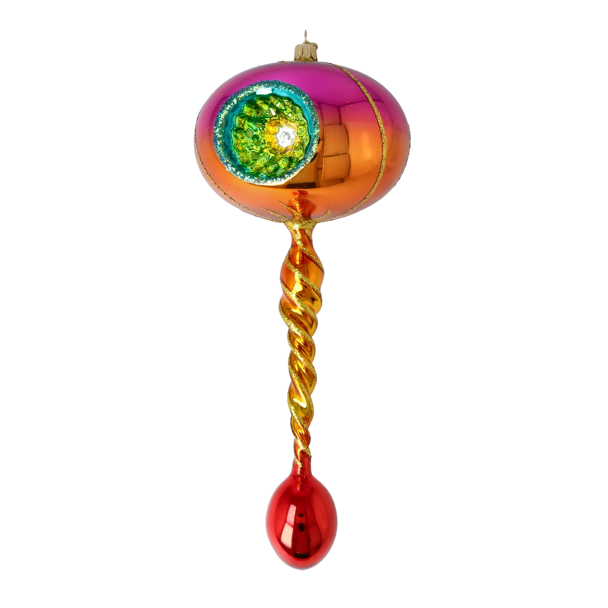 Amber Solstice Rhythm | Hand-Painted Glass Ornament | Blubom 2026-104