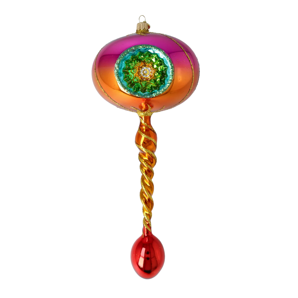 Amber Solstice Rhythm | Hand-Painted Glass Ornament | Blubom 2026-104