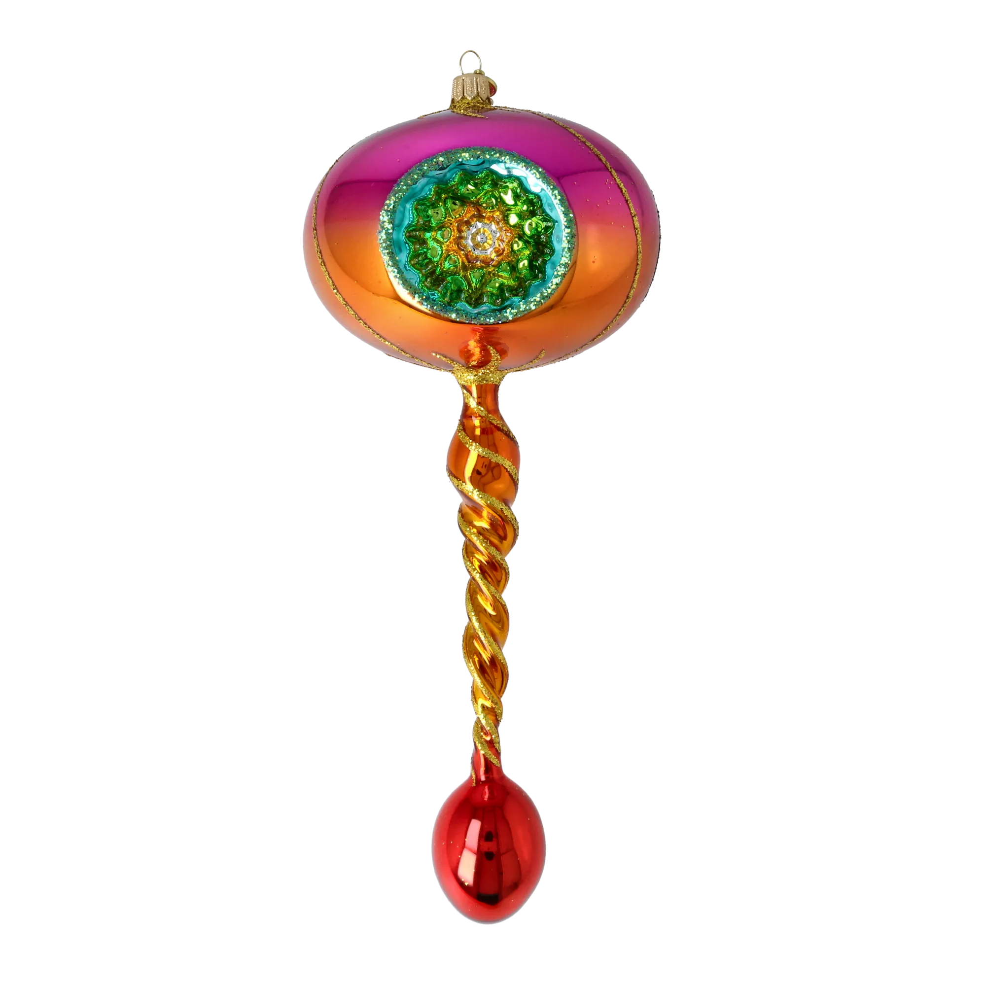 Amber Solstice Rhythm | Hand-Painted Glass Ornament | Blubom 2026-104