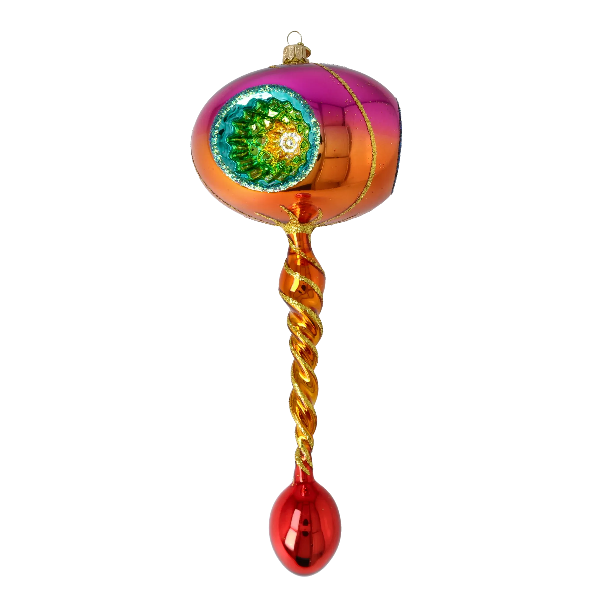 Amber Solstice Rhythm | Hand-Painted Glass Ornament | Blubom 2026-104