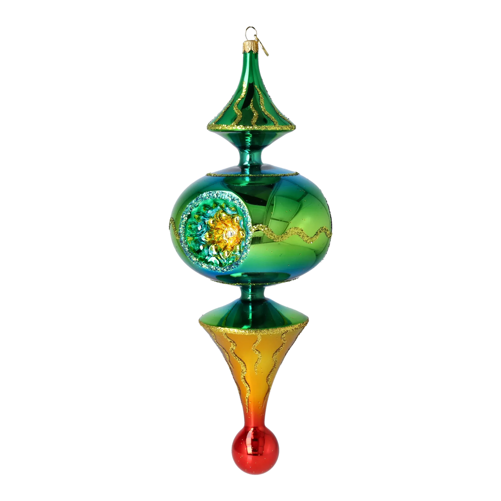 Emerald Solar Zenith | Hand-Painted Glass Ornament | Blubom 2026-106