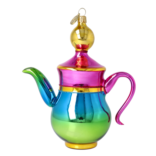 Rainbow Brew Pot Free Blowing Glass Ornament 2026-109