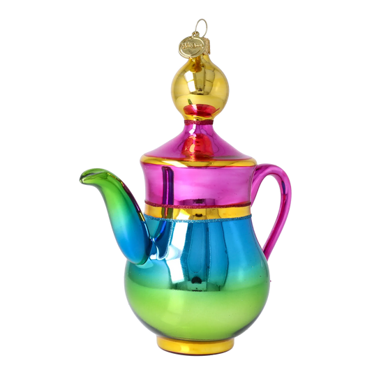 Rainbow Brew Pot Free Blowing Glass Ornament 2026-109