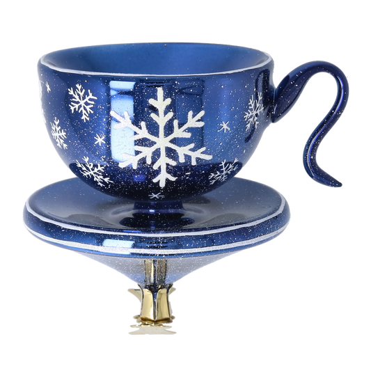 Crimson Snow Cup Free Blowing Glass Teacup Ornament 2026-112
