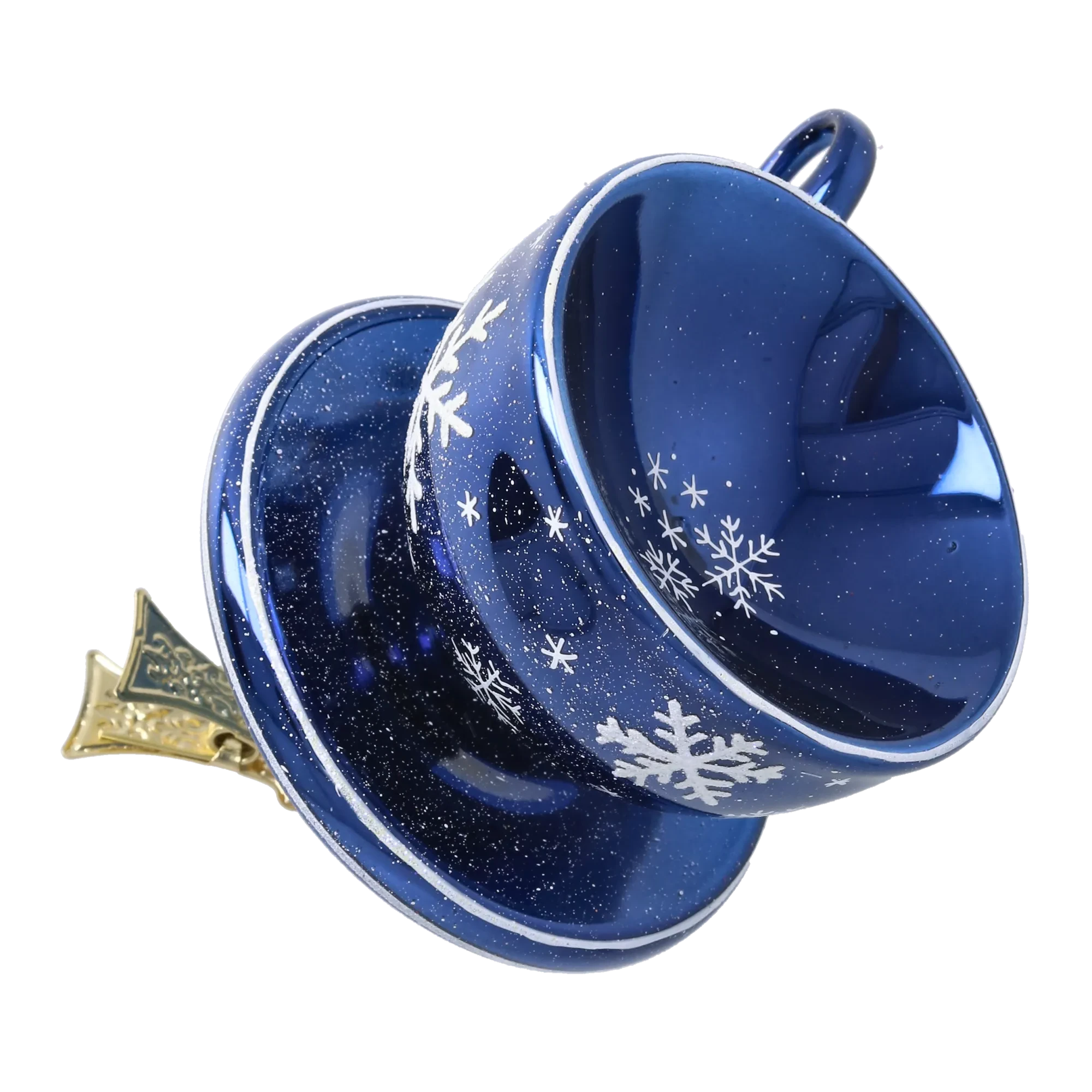 Crimson Snow Cup Free Blowing Glass Teacup Ornament 2026-112