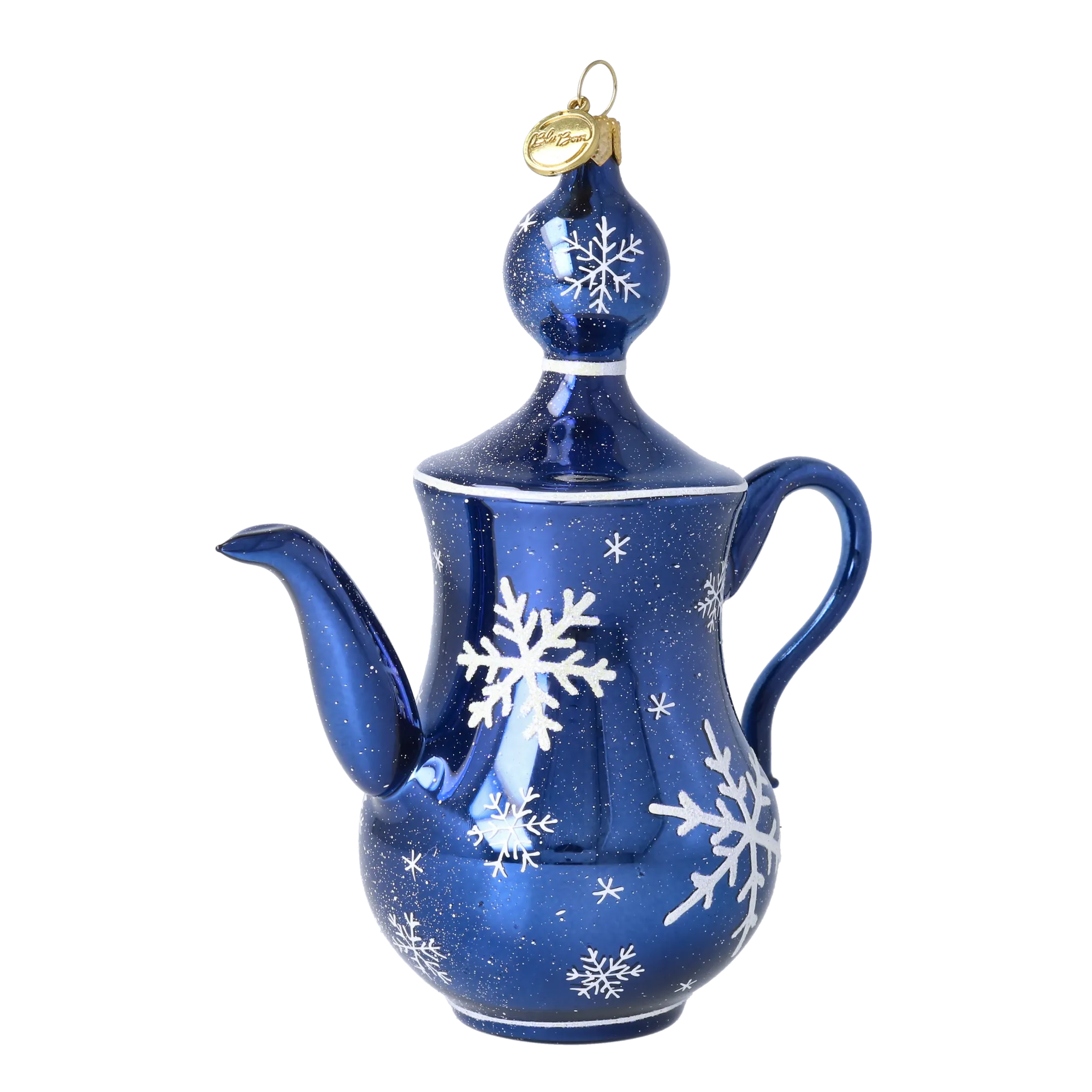 Midnight Snow Tea Pot Free Blowing Glass Teacup Ornament 2026-113
