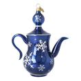Load image into Gallery viewer, Midnight Snow Tea Pot Free Blowing Glass Teacup Ornament 2026-113
