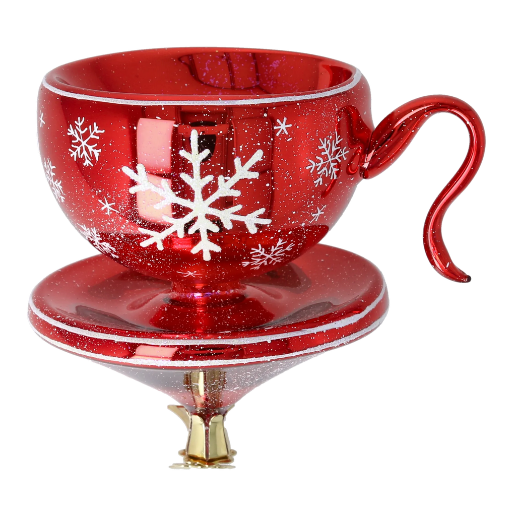 Scarlet Frost Ritual | Hand-Painted Glass Ornament | Blubom 2026-114