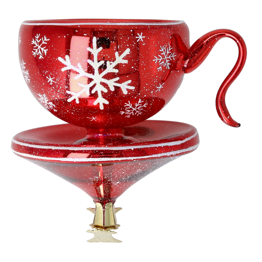 Scarlet Frost Ritual | Hand-Painted Glass Ornament | Blubom 2026-114