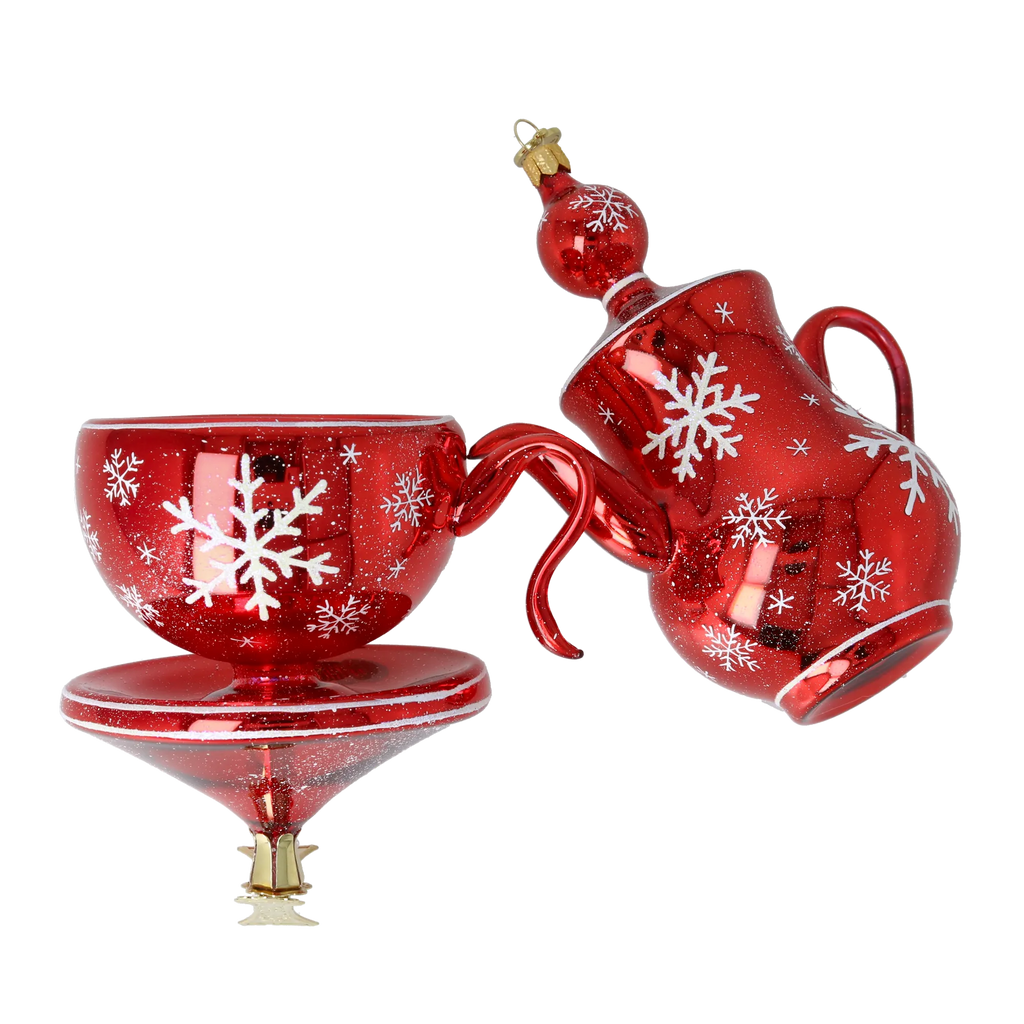 Scarlet Frost Ritual | Hand-Painted Glass Ornament | Blubom 2026-114