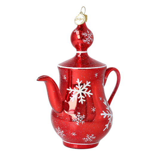 Crimson Snow Tea Pot Free Blowing Glass Teacup Ornament 2026-115