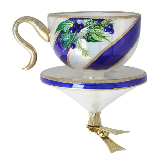 Winterberry Royale Cup Free Blowing Glass Teacup Ornament 2026-116