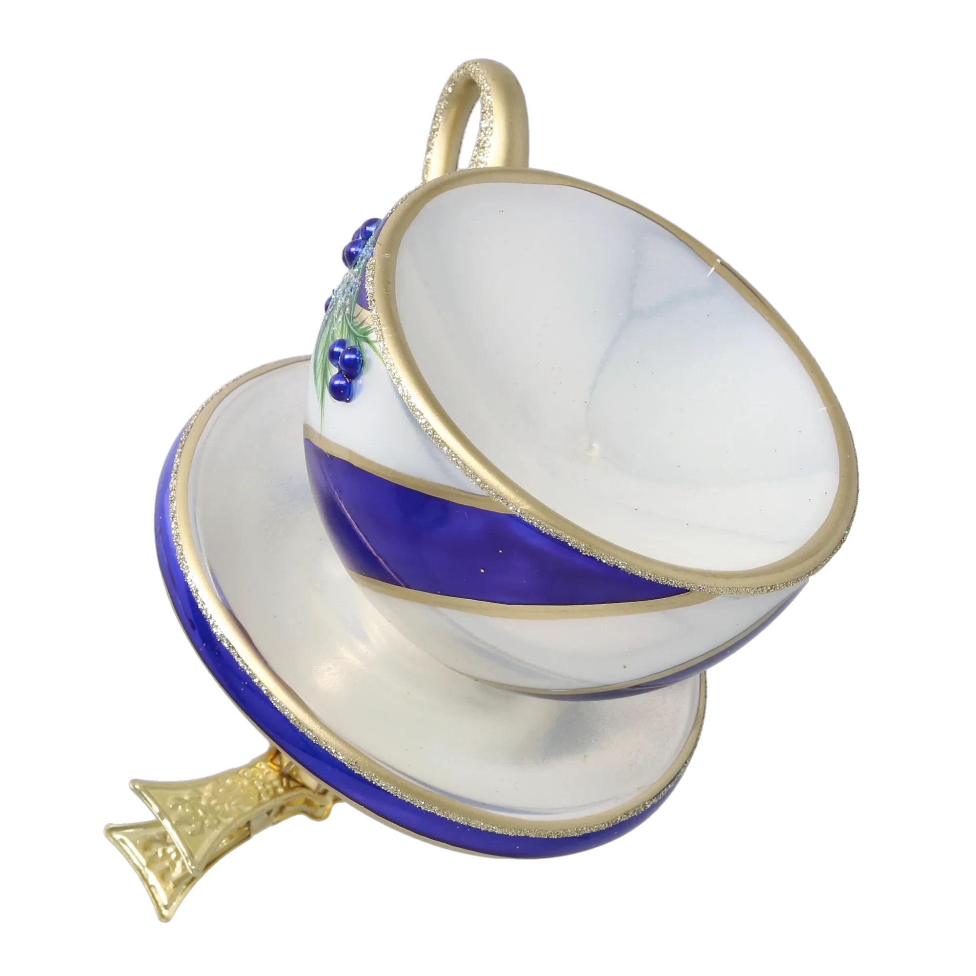 Winterberry Royale Cup Free Blowing Glass Teacup Ornament 2026-116