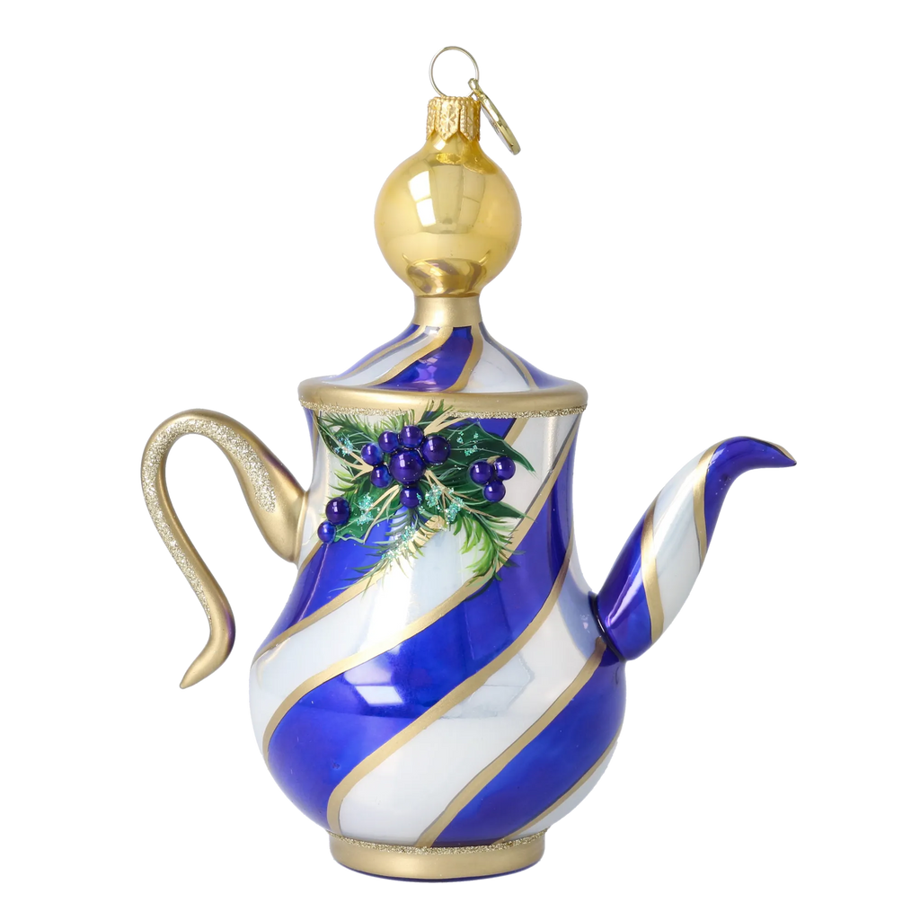Stately Cobalt Service | Hand-Painted Glass Ornament | Blubom 2026-117