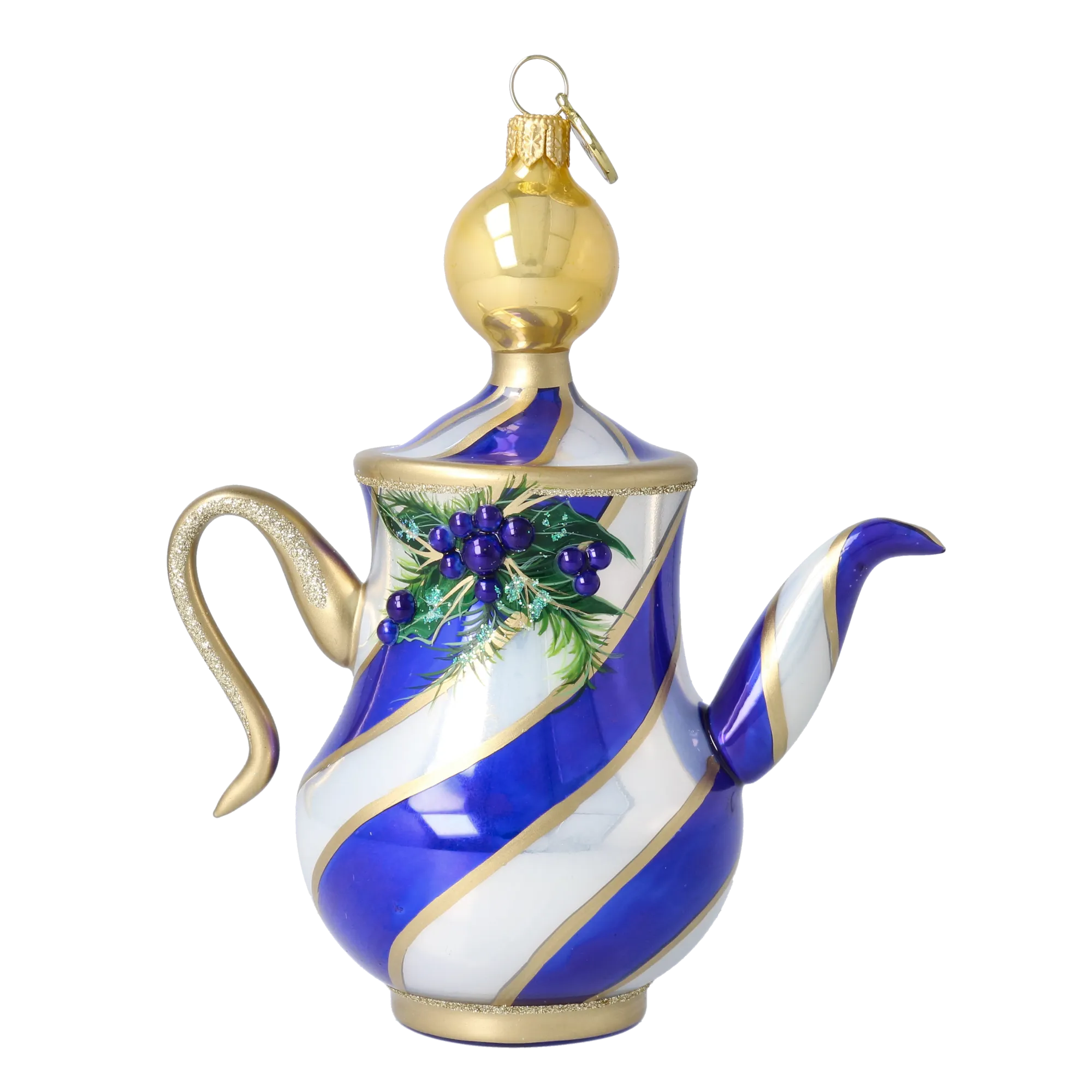 Stately Cobalt Service | Hand-Painted Glass Ornament | Blubom 2026-117