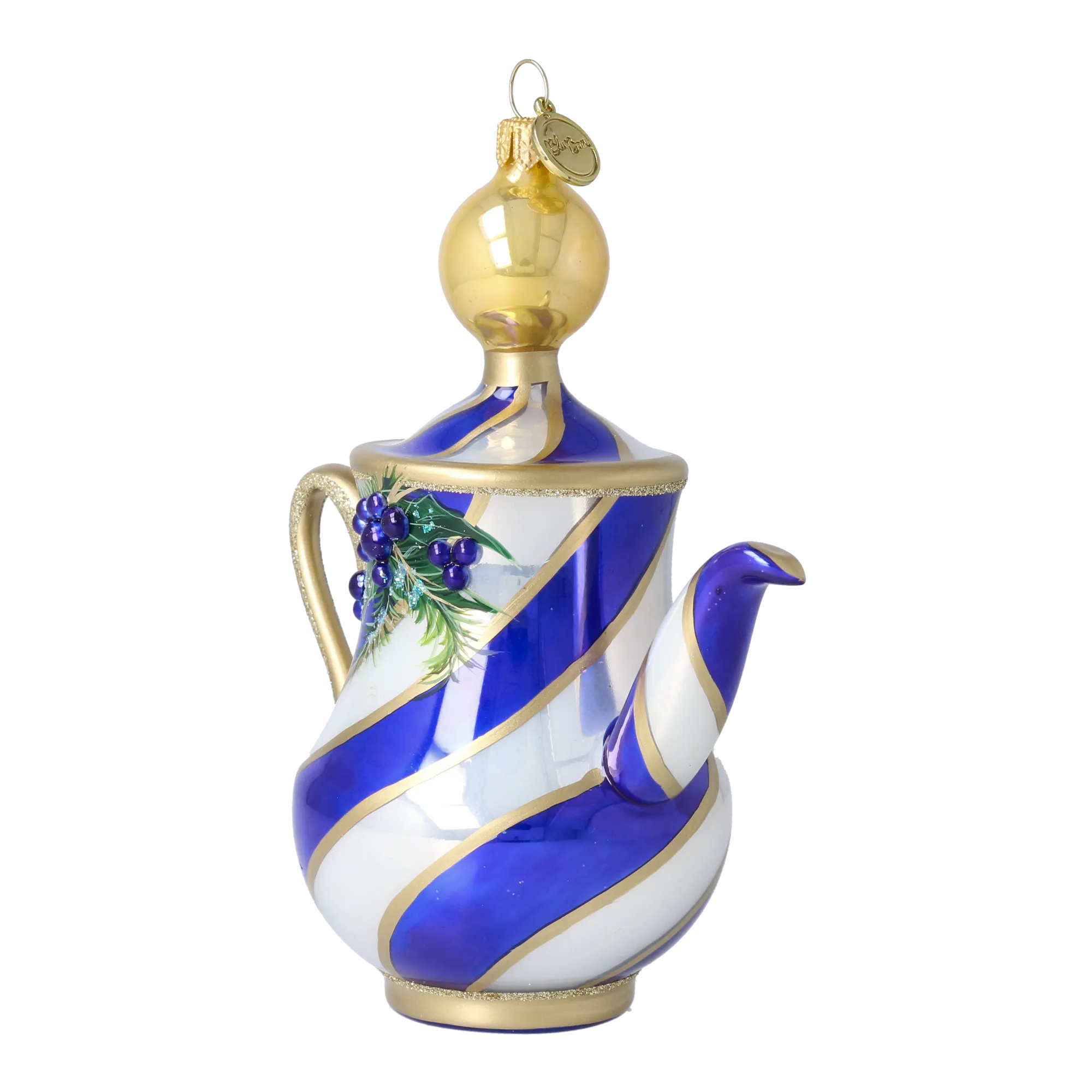 Stately Cobalt Service | Hand-Painted Glass Ornament | Blubom 2026-117