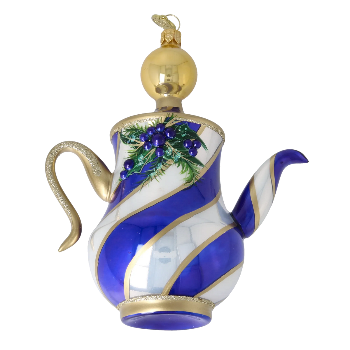 Stately Cobalt Service | Hand-Painted Glass Ornament | Blubom 2026-117