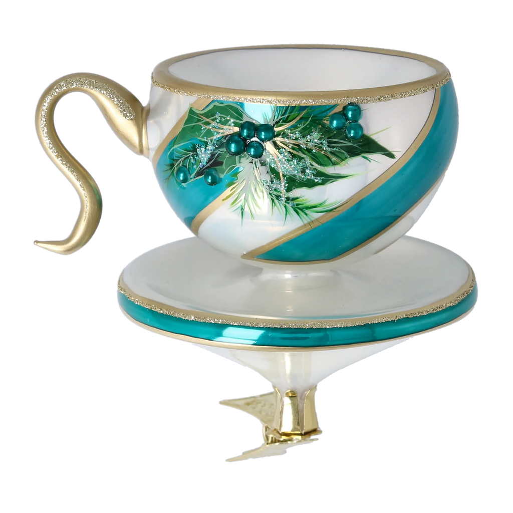 Sovereign Evergreen Steep | Hand-Painted Glass Ornament | Blubom 2026-118