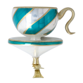 Load image into Gallery viewer, Evergreen Teal Cup Free Blowing Glass Teacup Ornament 2026-118
