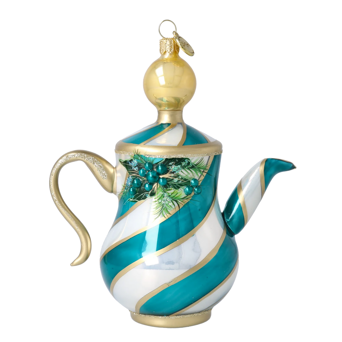 Gracious Teal Service | Hand-Painted Glass Ornament | Blubom 2026-119