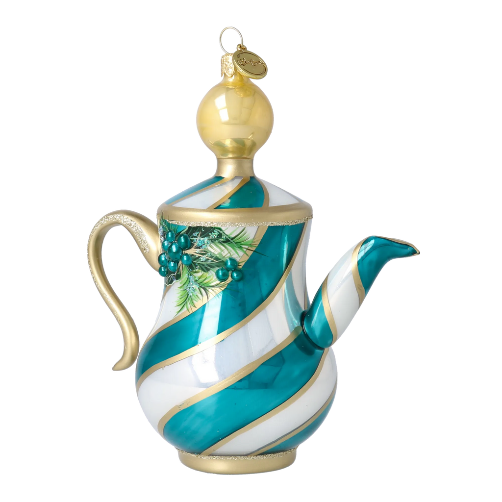 Gracious Teal Service | Hand-Painted Glass Ornament | Blubom 2026-119