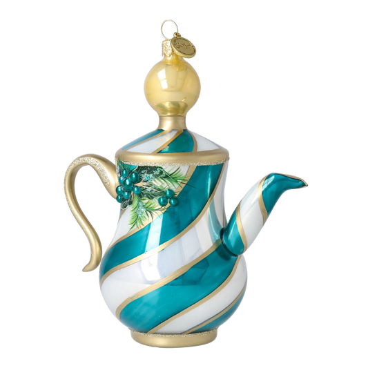 Icy Pine Tea Pot Free Blowing Glass Ornament 2026-119