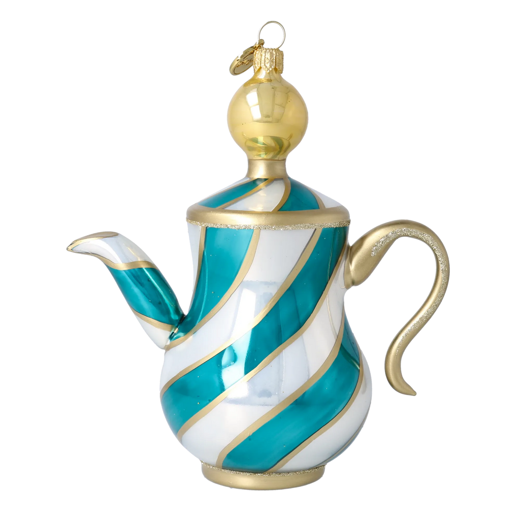 Gracious Teal Service | Hand-Painted Glass Ornament | Blubom 2026-119