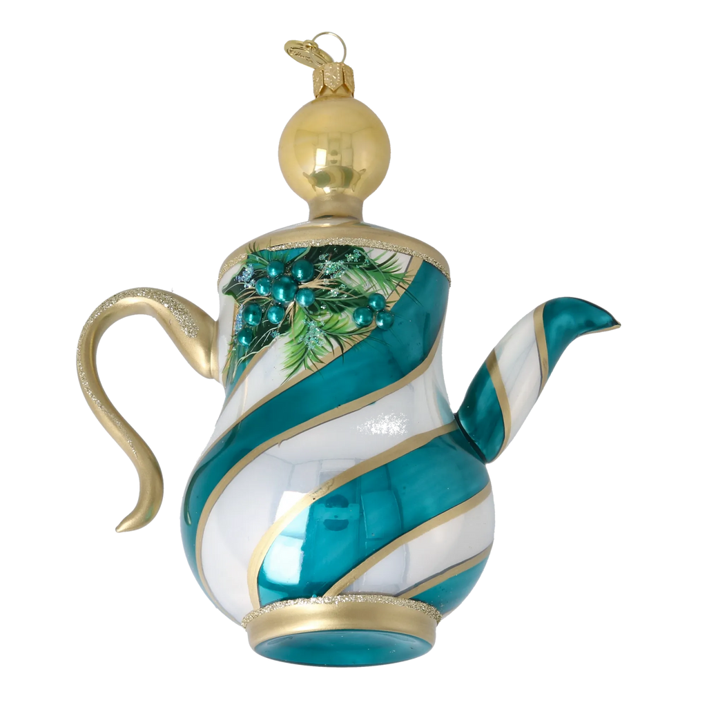 Gracious Teal Service | Hand-Painted Glass Ornament | Blubom 2026-119