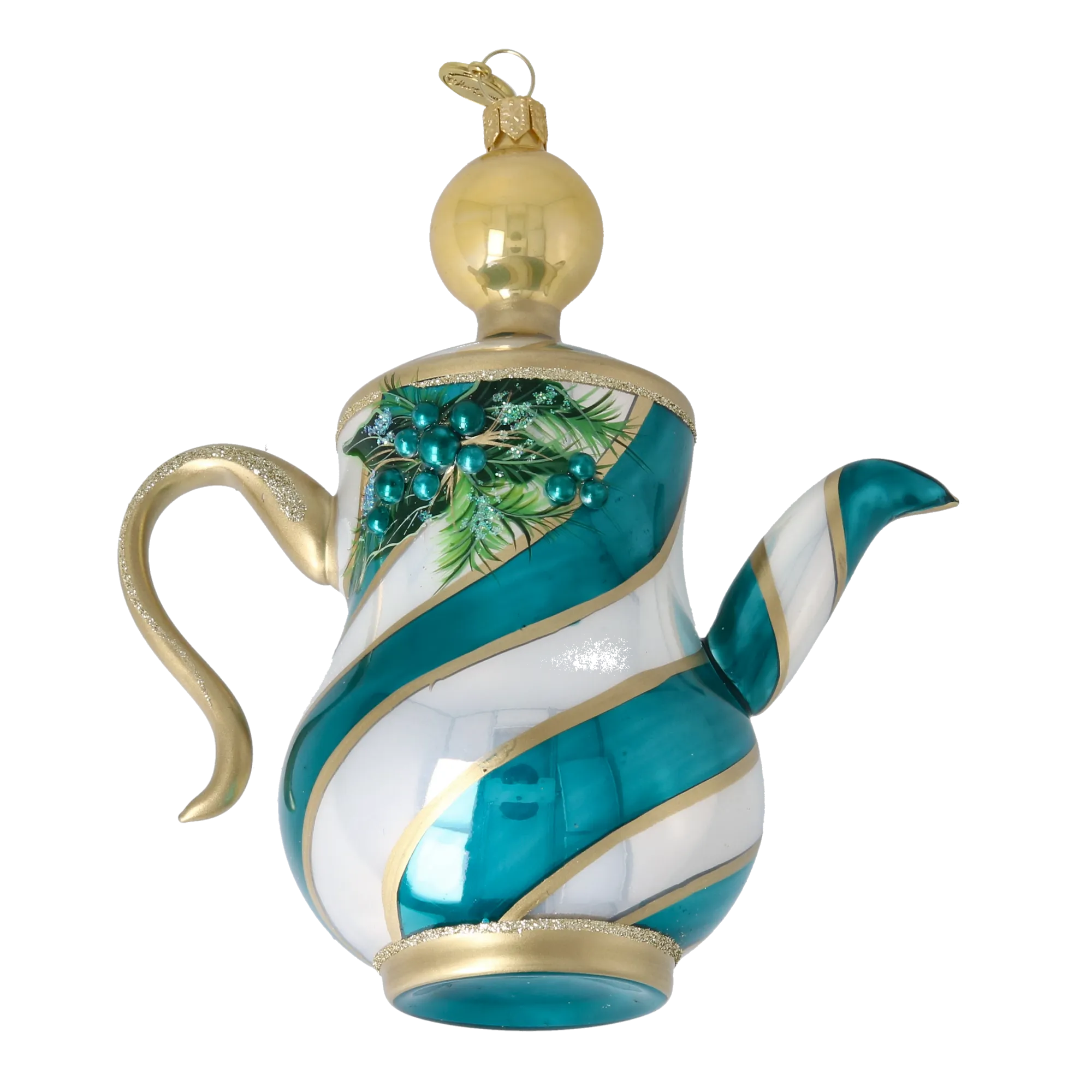 Icy Pine Tea Pot Free Blowing Glass Ornament 2026-119