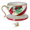 Load image into Gallery viewer, Holiday Red Cup Free Blowing Glass Teacup Ornament 2026-120
