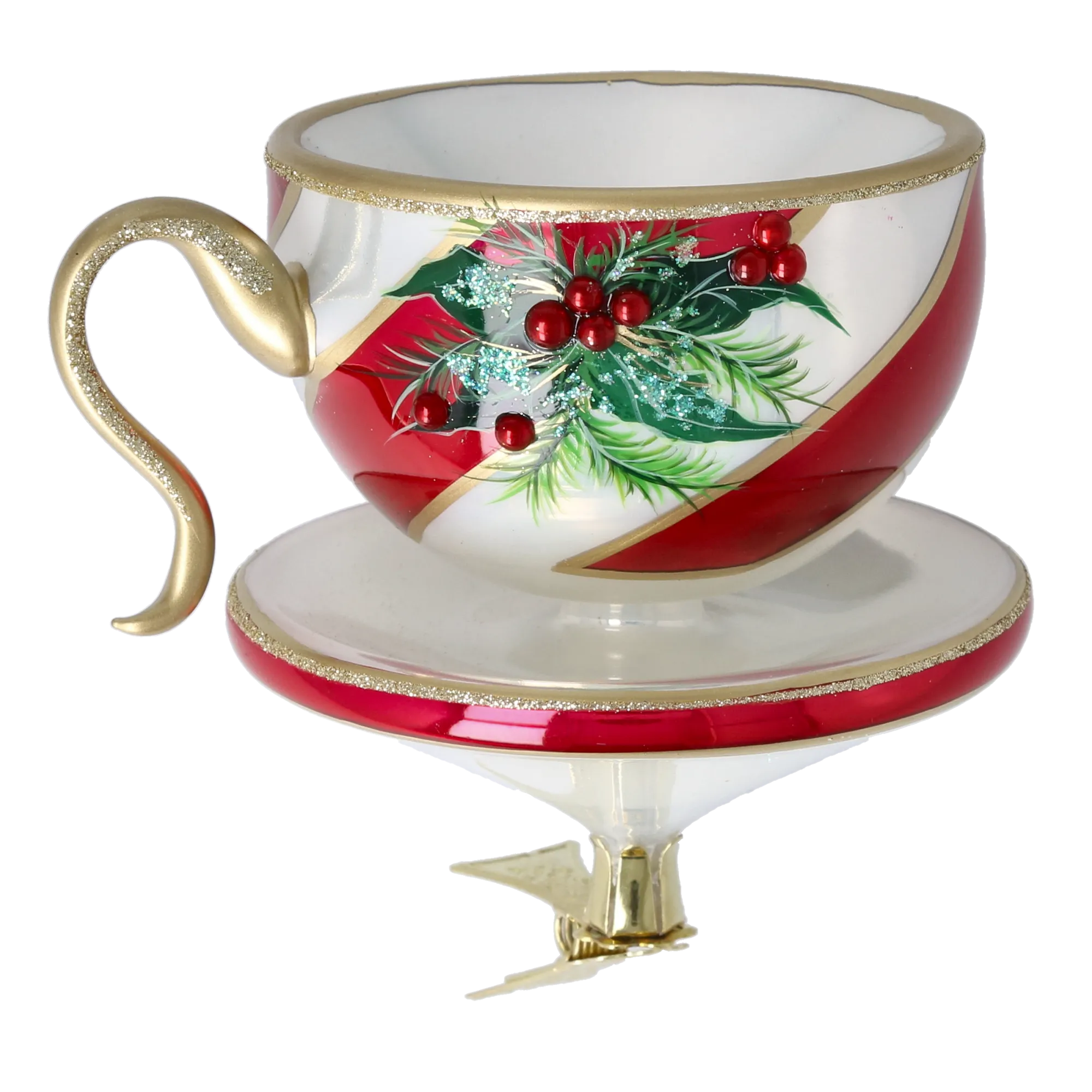 Holiday Red Cup Free Blowing Glass Teacup Ornament 2026-120