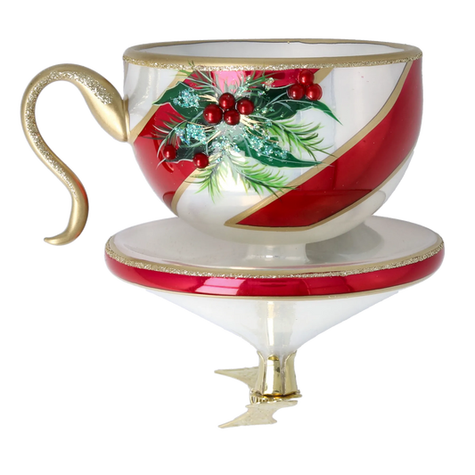 Holiday Red Cup Free Blowing Glass Teacup Ornament 2026-120